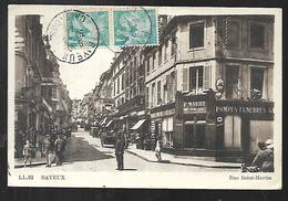 Cpa 1418645 Bayeux Rue Saint Martin Pompes Funèbres Mabire ,policier , Facteur - Bayeux