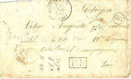 Févr. 1871 - Enveloppe De PONT-DE-PANY ( Côte D'or ) Cad T 16 + P.P. Noir  Adressée à Un Garde Mobile à Paris - War 1870