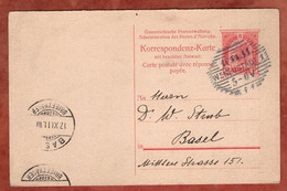P 206 Frageteil Kaiser Franz Joseph, Wiener Neustadt Nach Basel 1911 (7260) - Stamped Stationery