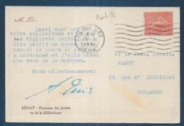 Roulette 50 C Semeuse N° 199f  Sur Carte Du Sénat - Roulettes