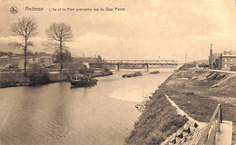 Andenne - L'Ile Et Le Pont Provisoire Vus Du Quai Pastor (Edit Vve Debrun Lavigne 1924) - Andenne