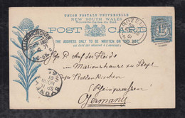 New South Wales Australia 1901 Stationery Postcard ROZELLF X KALDENKIRCHEN Germany Flower - Cartas & Documentos