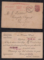 New South Wales Australia 1901 Stationery Postcard Local Use SYDNEY Private Imprint Frank Grimley To Bycicle Agent - Lettres & Documents