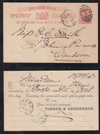 New South Wales Australia 1903 Stationery Postcard SYDNEY X CANBERRA Via YASS Private Imprint Turner & Henderson - Cartas & Documentos
