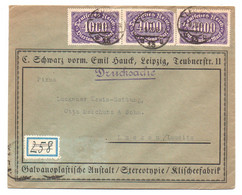 Brief, Leipzig, "Klischeefabrik, Stereotypie", MeF, Gel. 1922, Nach Luckau / Lausitz - Cartas