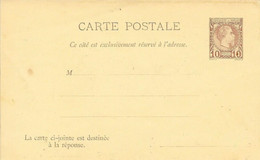 MONACO - ENTIERS POSTAUX N° 2 -  PRINCE CHARLES III - -  CARTE POSTALE AVEC REPONSE   -  1886  - BRUN SUR JAUNE - Lettres & Documents