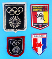 SUMMER OLYMPIC GAMES MUNICH 1972 - Lot Of 4. Patches * Jeux Olympiques Olympia Olympiade Olimpici Olimpiadi Munchen '72. - Uniformes Recordatorios & Misc