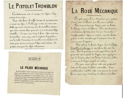 3 NOTICEs EXPLICATIVES CAROLY  1900 Pistolet Rose Pilier  Magie Prestidigitation - Ohne Zuordnung