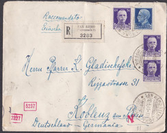 Italien 1941 - Zensur Brief Einschreiben Von San Remo Nach Koblenz - Kriegspropaganda