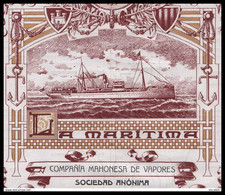 1912 Spain: La Maritima, Compania Mahonesa De Vapores - Shipping & Navigation Company - Navy