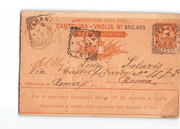 AG36 01 CARTOLINA VAGLIA DA LIRE QUINDICI - TARANTO BORGO X ROMA - Entero Postal