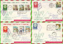 1963 Balloon Mail - Transported In A Balloon | SYRENA | POZNAN | KATOWICE | POLONEZ - Ballons