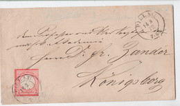 Brief, Pillau, Baltijsk, Gel. 1872, Nach Königsberg - Briefe U. Dokumente