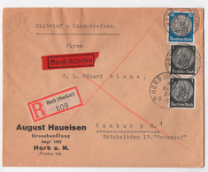 Horb A.N., Eilboten, Einschreiben,  Krs. Freudnstadt, MeF, 1937, - Cartas