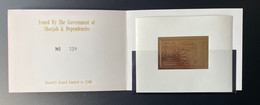 Sharjah 1969 Mi. Bl. 51 B Astronaut Roger B. Chaffee Space Espace Raumfahrt Presentation Folder Gold Or MNH ** !! - Asia