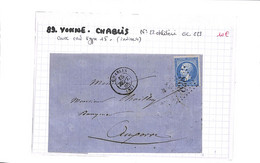 89 - YONNE - CHABLIS - ( 83 ) N° 22 Obl GC828 /cad Type 15 -15 Sept 1865 - (Dreano: 146 ) -( Voir Scan) - 1849-1876: Klassik