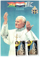 BOLIVIA - 1988 - POPE JOHN PAUL II - IMPERFORATE STAMP MAXI POSTCARD - SOUVENIR A22 - Päpste