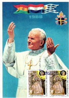BOLIVIA - 1988 - POPE JOHN PAUL II - IMPERFORATE STAMP MAXI POSTCARD - SOUVENIR A22 - Päpste