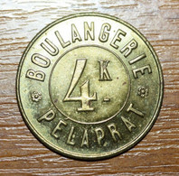 Très Beau Jeton De Nécessité "4k (de Pain) Boulangerie Pélaprat" French Emergency Token - Monétaires / De Nécessité