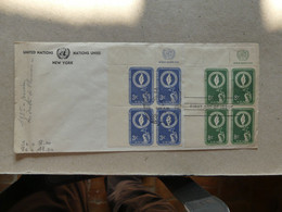 Enveloppe 1er Jour Nations Unies United Nations New York First Day Of Issue 9-12-1955 (3 Et 8 Cents Blocs De 4 Timbres) - Briefe U. Dokumente