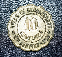 Jeton De Nécessité "10c - Union Philanthropique - Fourneaux Démocratiques / Ville De Carcassonne - 1er Janvier 1892" - Monétaires / De Nécessité