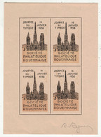 France // 1931-1940 // Vignettes En Bloc De 4 De La Journée Du Timbre Rouennaise Le 16.01.1938 - Cartas & Documentos