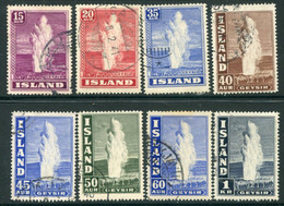 ICELAND 1938 Geysir Set Of 8 Va;ues  Perforated 14 Used,.   Michel 193-96, 213,  217, 229A, 239A - Gebruikt