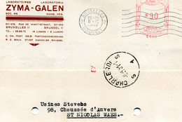 1951 Kaart Van ZYMA GALEN Labo Brussel II Naat St Nicolas Waes Via Charleroi S 1 S - ...-1959