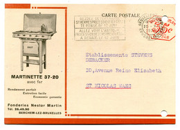 1938 Kaart Fonderies NESTOR MARTIN S.A. Berchem Bruxelles + Foto MARTINETTE 37-20 Avec Fer - ...-1959