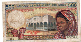 Banque Centrale Des Comoros 500 Francs 1984 P-10 AF+ Anjouan Island - Komoren