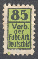 Factory Worker UNION Fabrikarbeiter Tax LABEL VIGNETTE Germany Spendenmarke Verband Der Fabrikarbeiter Deutschlands - Usines & Industries