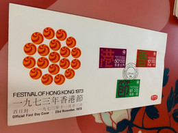 Hong Kong Stamp FDC Cover Festival 1973 - Postwaardestukken