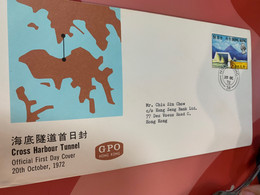 Hong Kong Stamp FDC Cover Tunnel 1972 - Interi Postali