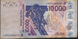 W.A.S. BENIN P218Bl 10000 Or 10.000 FRANCS (20)12 2012 Signature 39  F-aVF - Bénin