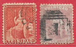Trinité N°21a (1p) & N°25a 1S (filigrane CC, Dentelé 12,5) 1865-69 O - Trinidad & Tobago (...-1961)