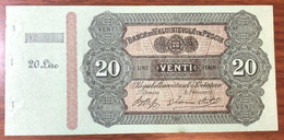 20 Lire Banca Di Valdinievole In Pescia  Biglietto Fiduciario 1870 Non Emesso R5 Q.fds LOTTO 2434 - Otros & Sin Clasificación