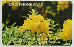 Bahamas $20 National Flower Yellow Elder Celebrating 25 Years Of Independence - Bahamas