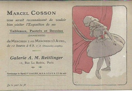 CD /  Rare CARTE CARTON Invitation Marcel COSSON Danse Ballerine DESSIN PASTEL PEINTURE Exposition DANSEUSE 1913 - Toegangskaarten
