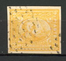 EGY 1874 Yv. N° 18A  12 1/2 Papier Mince   Fil  Croissant   (o)  2pi Jaune Cote 8  Euro BER  2 Scans - 1866-1914 Khédivat D'Égypte