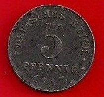 ALLEMAGNE  - 5 PFENNIG - 1917 - 5 Rentenpfennig & 5 Reichspfennig