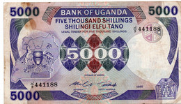 UGANDA  - Bank Of Uganda 5000 Shillings 1985 P-24a VF Kampala (serie Speciale - 441188) - Ouganda