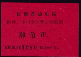 CHINA CHINE CINA FUJIAN SONGXI 353500 ADDED CHARGE LABEL (ACL)  0.40YUAN - Sonstige & Ohne Zuordnung