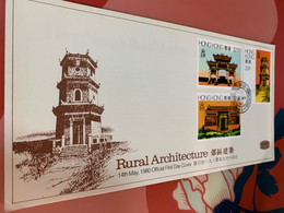 Hong Kong Stamp FDC Cover 1980 Architecture - Postwaardestukken