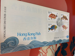 Hong Kong Stamp FDC Cover 1981 Fishes - Postwaardestukken