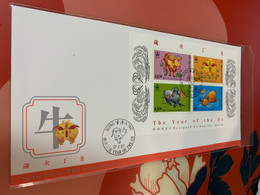 Hong Kong Stamp FDC Cover 1997 New Year Ox - Enteros Postales