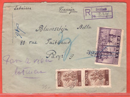 POLOGNE LETTRE RECOMMANDEE DE 1946 DE RYCHBACH POUR PARIS FRANCE - Machines à Affranchir (EMA)