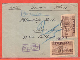 POLOGNE LETTRE RECOMMANDEE DE 1946 DE RYCHBACH POUR PARIS FRANCE - Maschinenstempel (EMA)