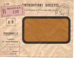 France Enveloppe Recommandée 198 Avec AR Cachet à Date 1951 Besançon RP  (25-Doubs) - 1921-1960: Modern Tijdperk