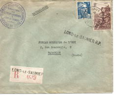 France Enveloppe Recommandée 099 Cachet à Date 1947 Marque LinéaireLons Le Saunier (39 Jura) - 1921-1960: Modern Tijdperk