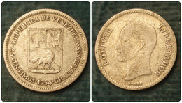 M_p> Venezuela 25 Centesimi Centimos 1954 In Argento - Venezuela